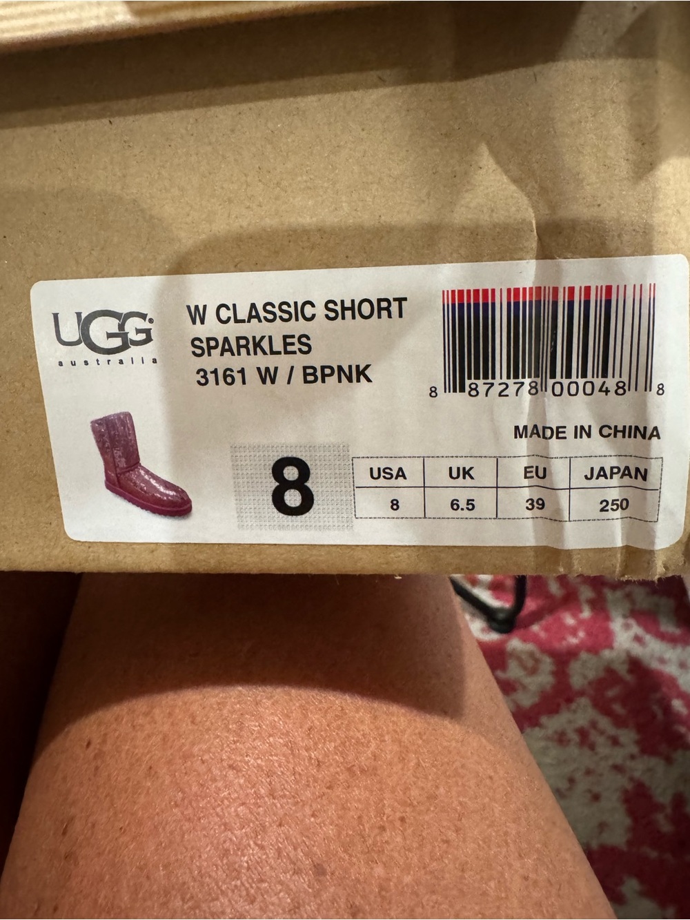 UGG Classic Short Sequin Boots Pink Sparkle Fuchsia Style #1094982 Size 8 - Picture 9 of 10